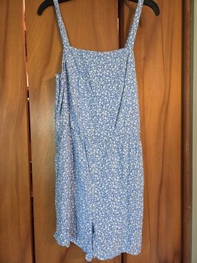 Blue Floral Spaghetti Strap Romper Old Navy